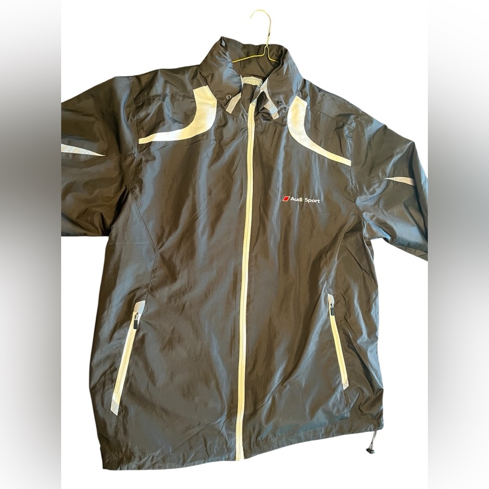 Audi Sport Jacket Men's XL Black Windbreaker Full Zip R8 Supercar
